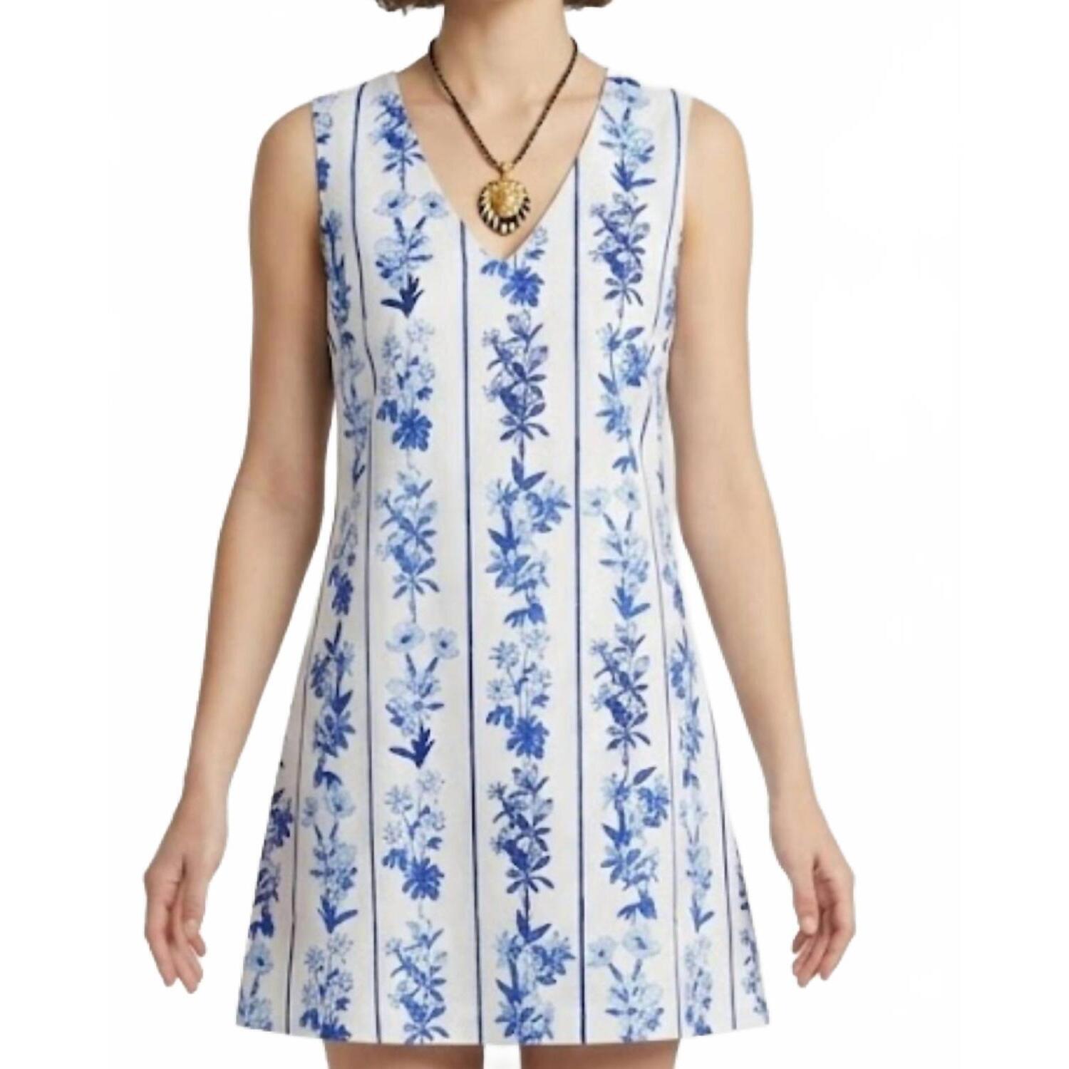 New Anna Cate Kaylor Mini Dress In Blue Floral/Stripe